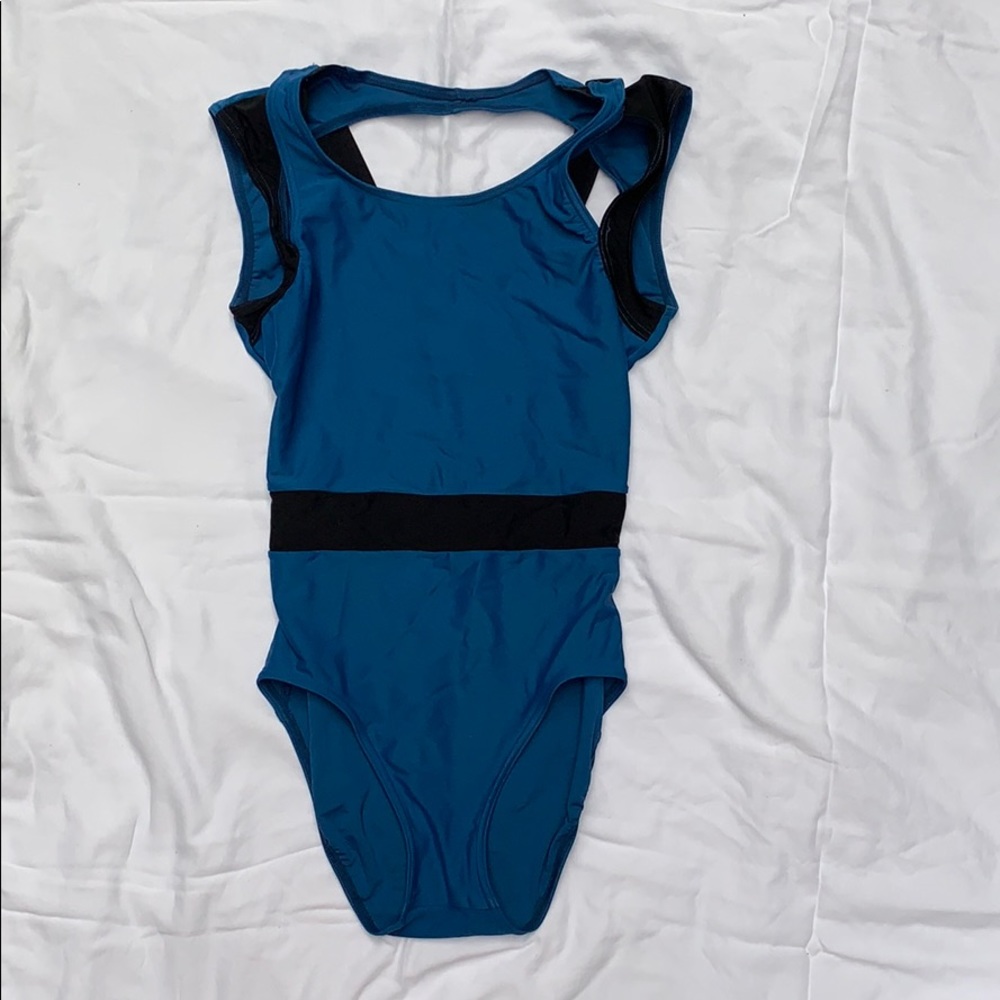 Capezio black and blue leotard